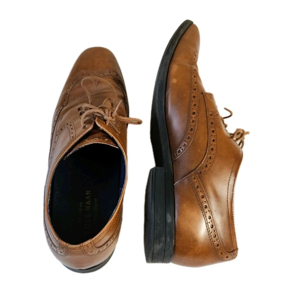 Cole Haan Grand OS Dress Shoes  10.5 Tan Montgomery Wing Oxford Lace Up C20237